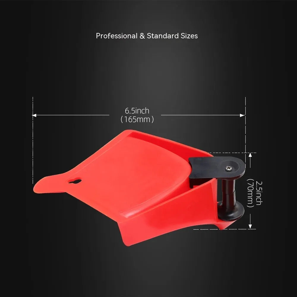 Red plastic triangle car parking blocks with rubber non-slip brackets, set of four