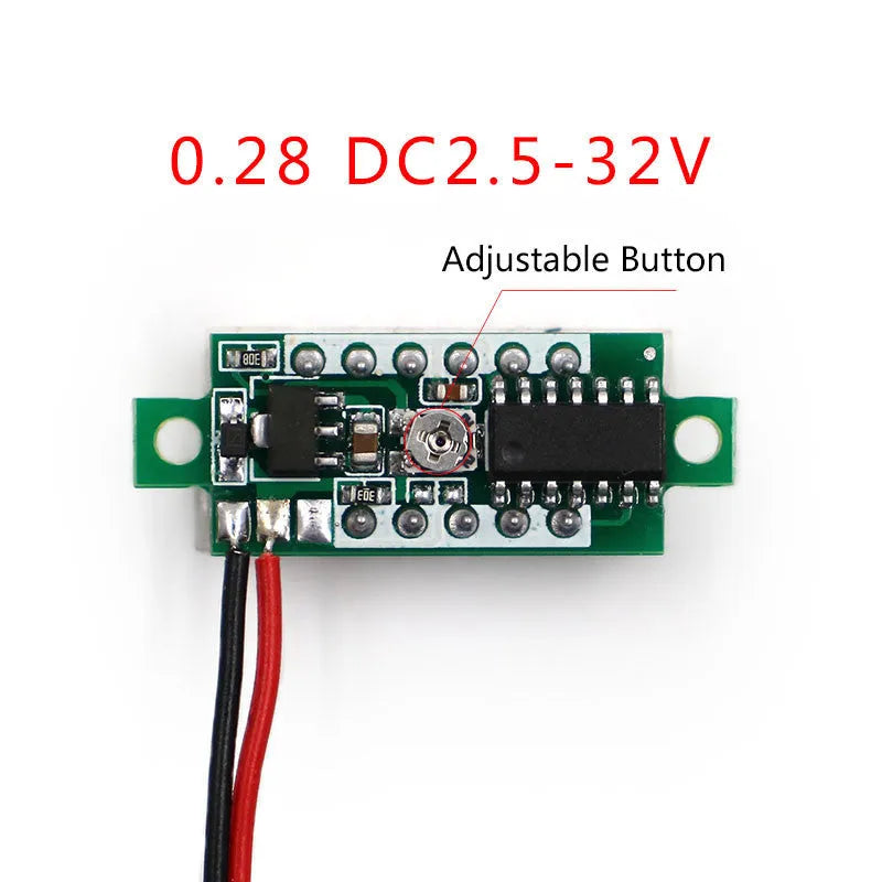 0.28 inch ultra-small digital DC voltmeter with LED display, reverse polarity protection, for car battery and voltage measurement