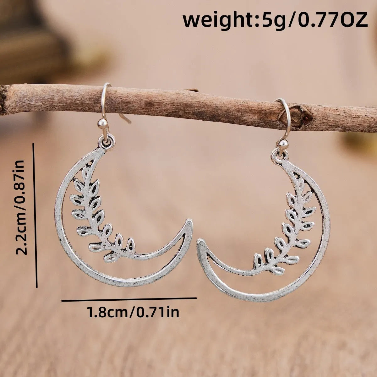 Retro moon pendant earrings for women, alloy geometric drop style in picture colour