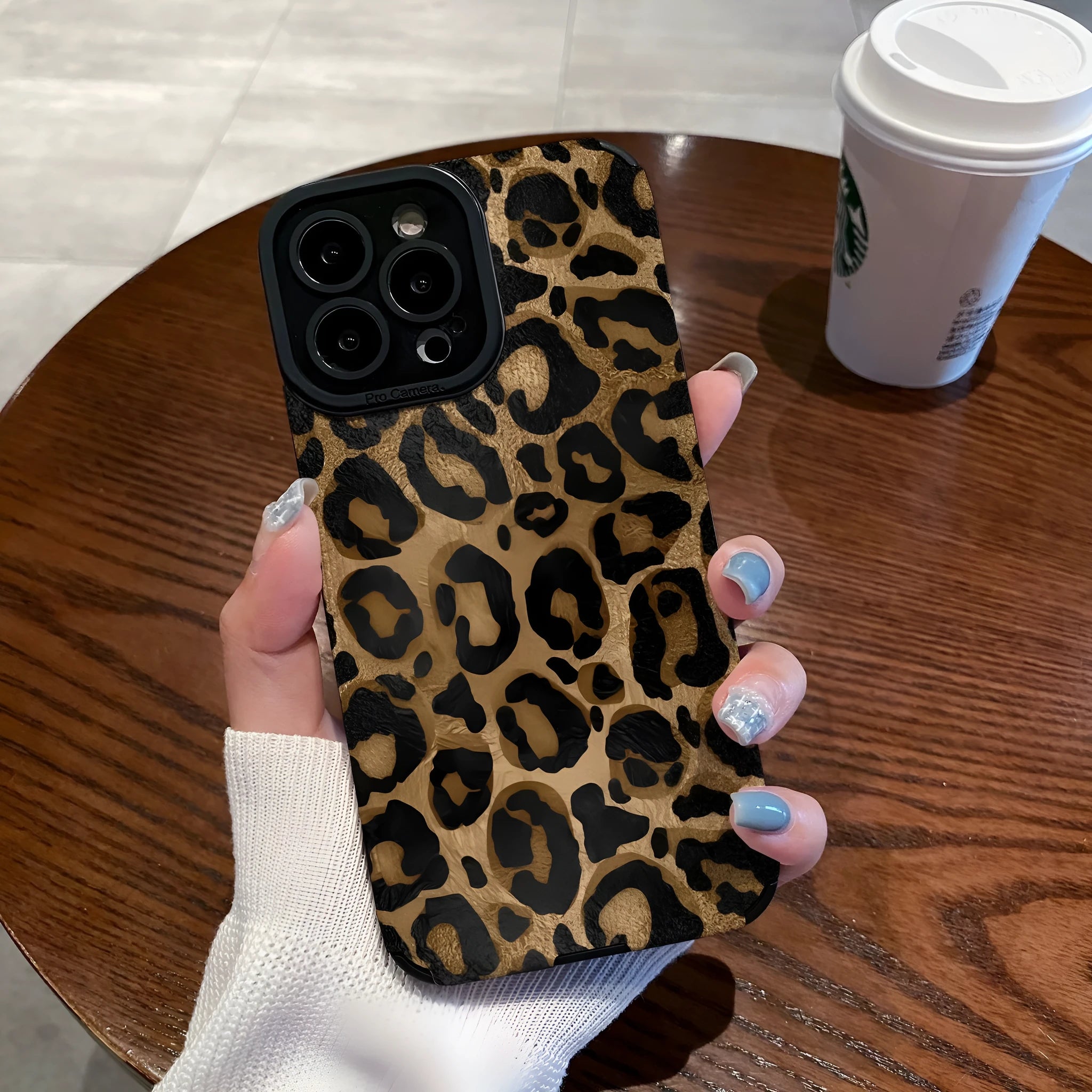 Gold leopard print imitation leather all-inclusive phone case for Apple iPhone