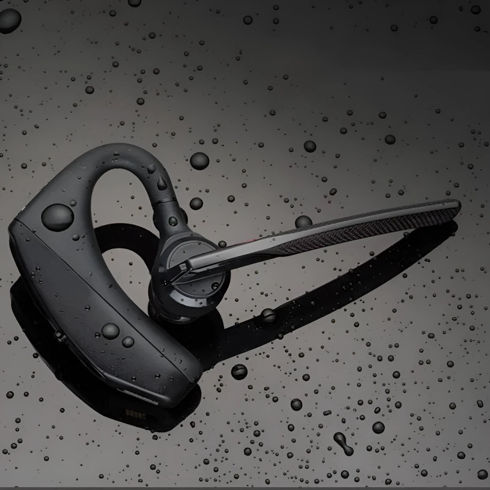 Black Bluetooth sports headphones with a large battery and call function display.