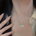 Hetian jade silver butterfly jewellery set for women with bracelet and necklace
