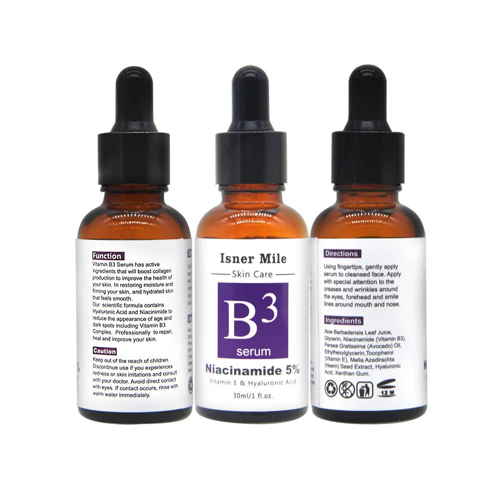 30ml liquid niacinamide hyaluronic acid serum in Red VC bottle with dropper