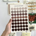 Morandi earth colour polka dot hand account seal stickers, 48 circular 2cm decorations on 16x24.5cm sheet