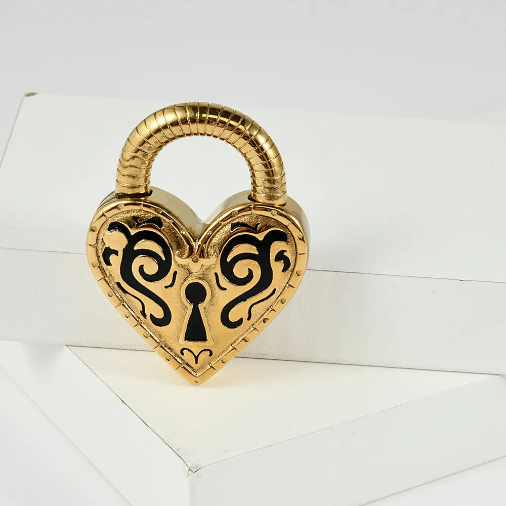 Women's heart-shaped stainless steel ear piercing earrings in gold or steel colour