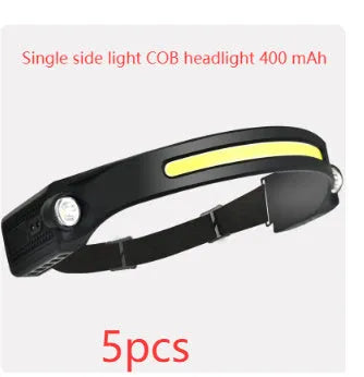 Wave induction silicone COB headlight 400 mAh single side light for outdoor fishing and mountaineering