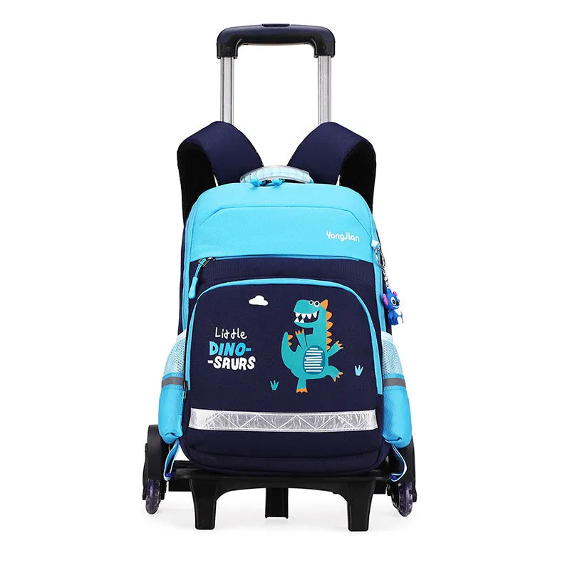 Korean detachable trolley bag for elementary students in black, Oxford cloth, 42cm high with wheeled base