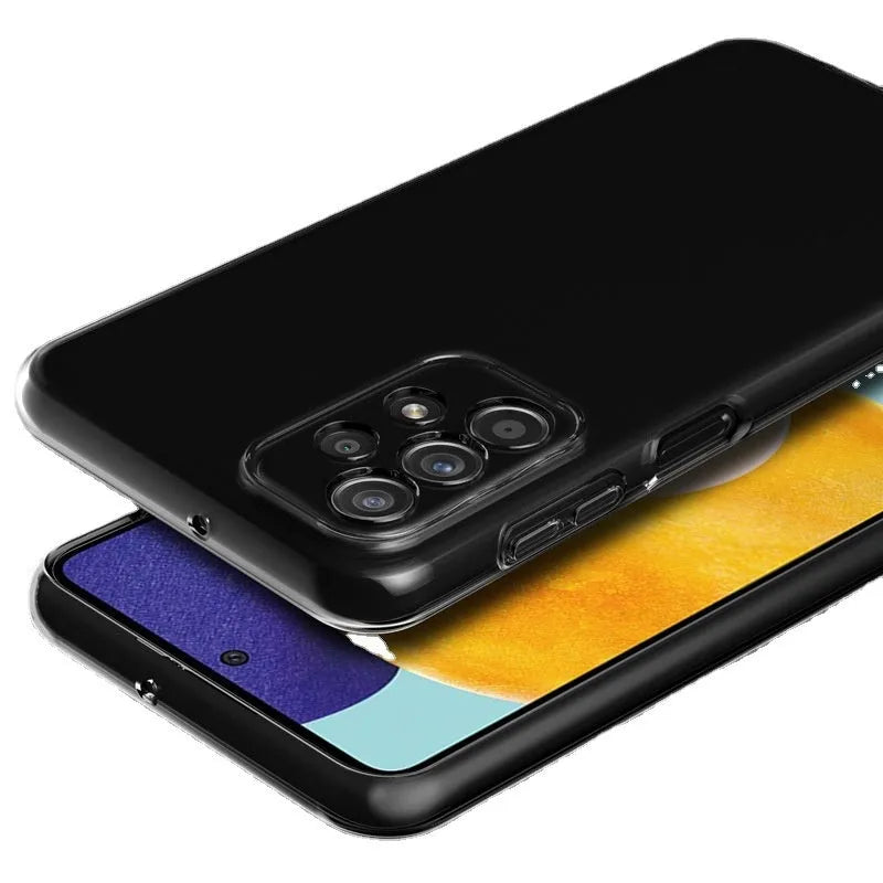 Transparent TPU phone case for Samsung with shockproof protection and fine hole cutouts