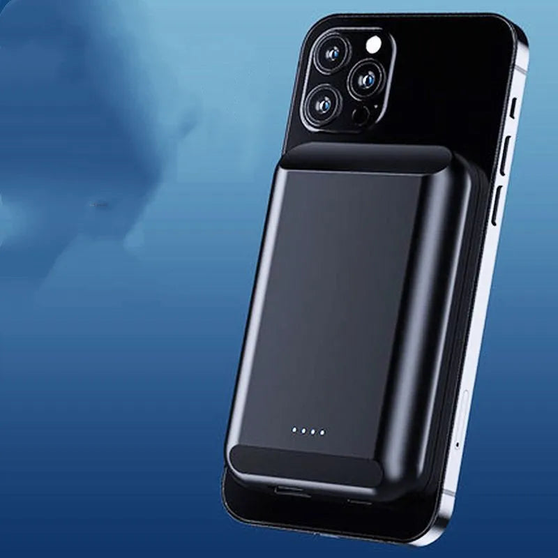 Son magnetic wireless power bank in various colours showing compact size of 85x55x12.5mm