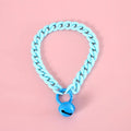 Adjustable plastic pet collar in macaron candy colours of blue, pink, and mixed chain for cats, dogs, or rabbits.
