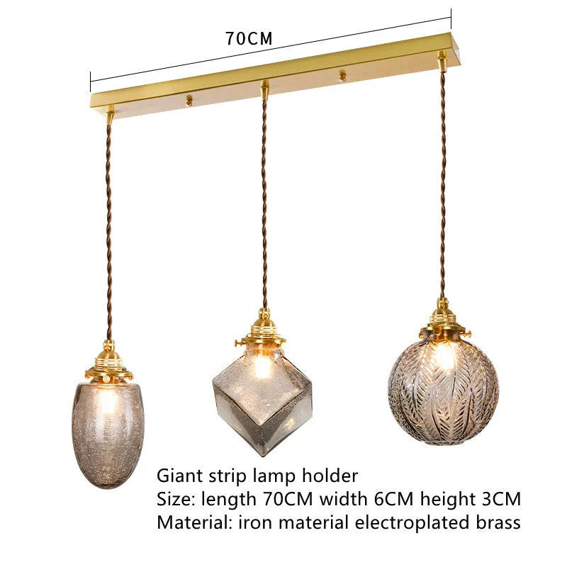 Japanese vintage copper and glass chandelier with round five-cup leaf design for entrance