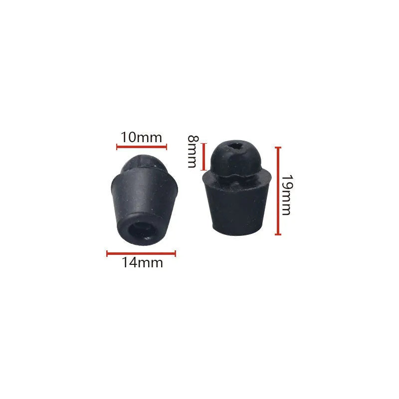 Black rubber automotive buffer clips for shock absorption between vehicle components