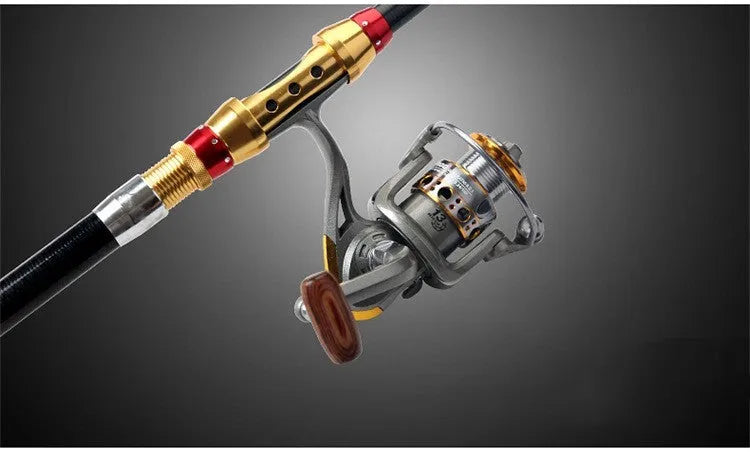 Carbon fibre telescopic spinning fishing rod for sea fishing with metal handle