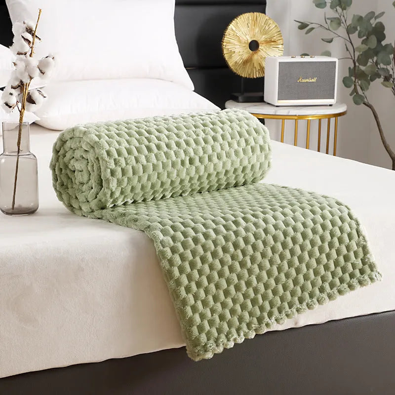 Flannel solid colour cover blanket in Beige, polyester fibre, 150x200cm size option