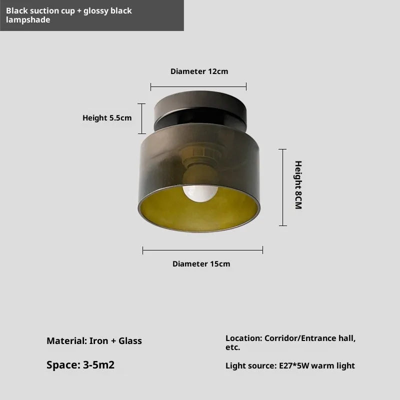 Creative mid-ancient Nordic ceiling lamp with black suction cup and dark green colour option for corridor entrance