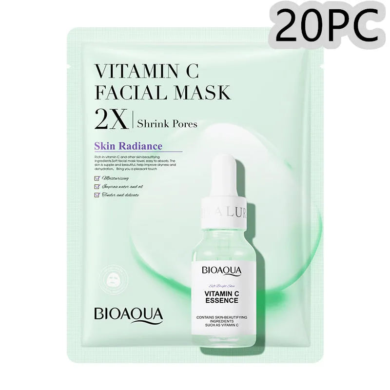 Single 30g collagen and hyaluronic acid facial sheet mask on packaging, with Centella, Vitamin C, Collagen variant options.