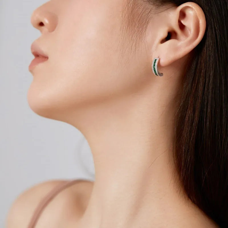 S925 sterling silver geometric U-shaped stud earrings with electroplated finish, high-end light luxury for women