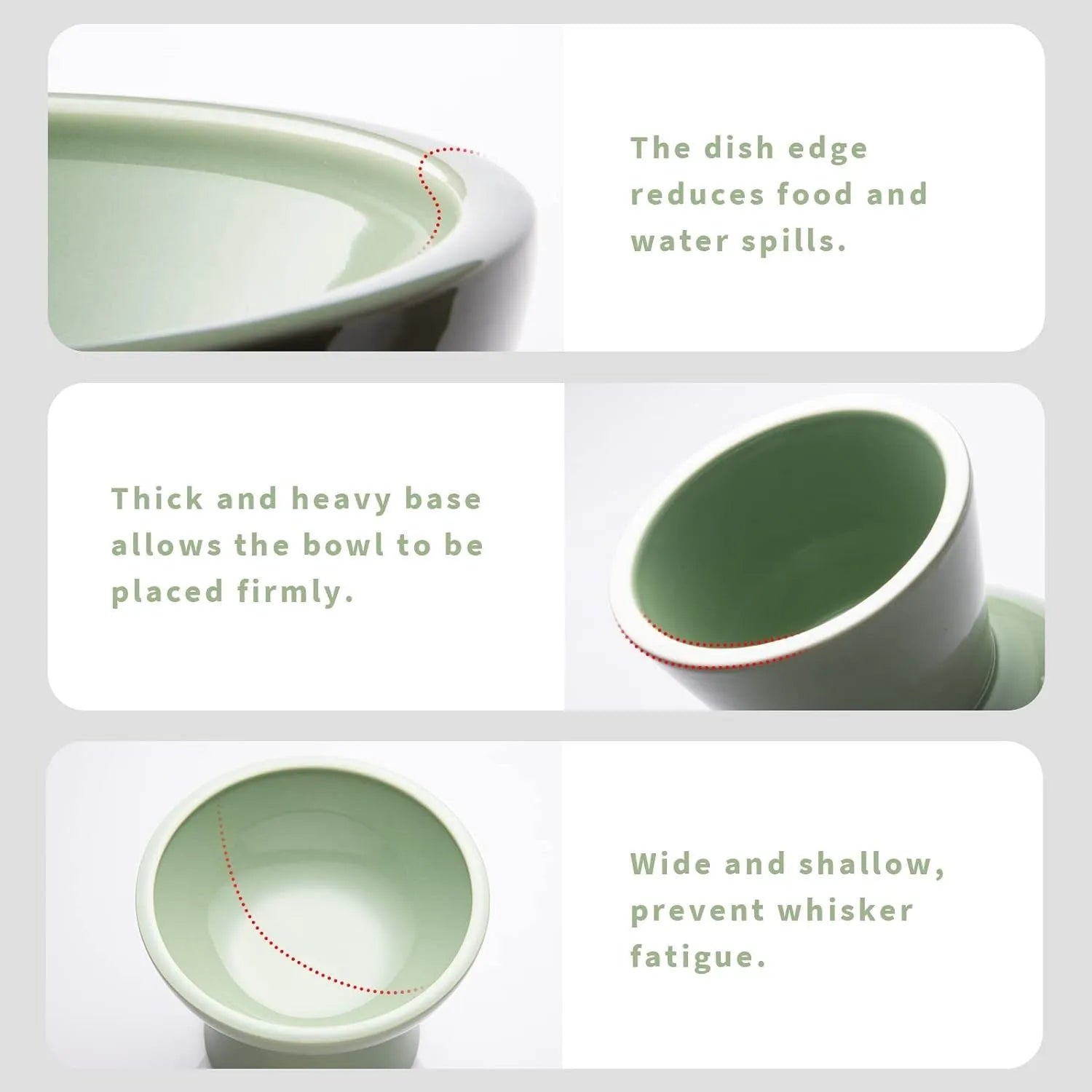 Ceramic elevated cat food and water bowl set in blue, showing wide shallow dish and raised base.