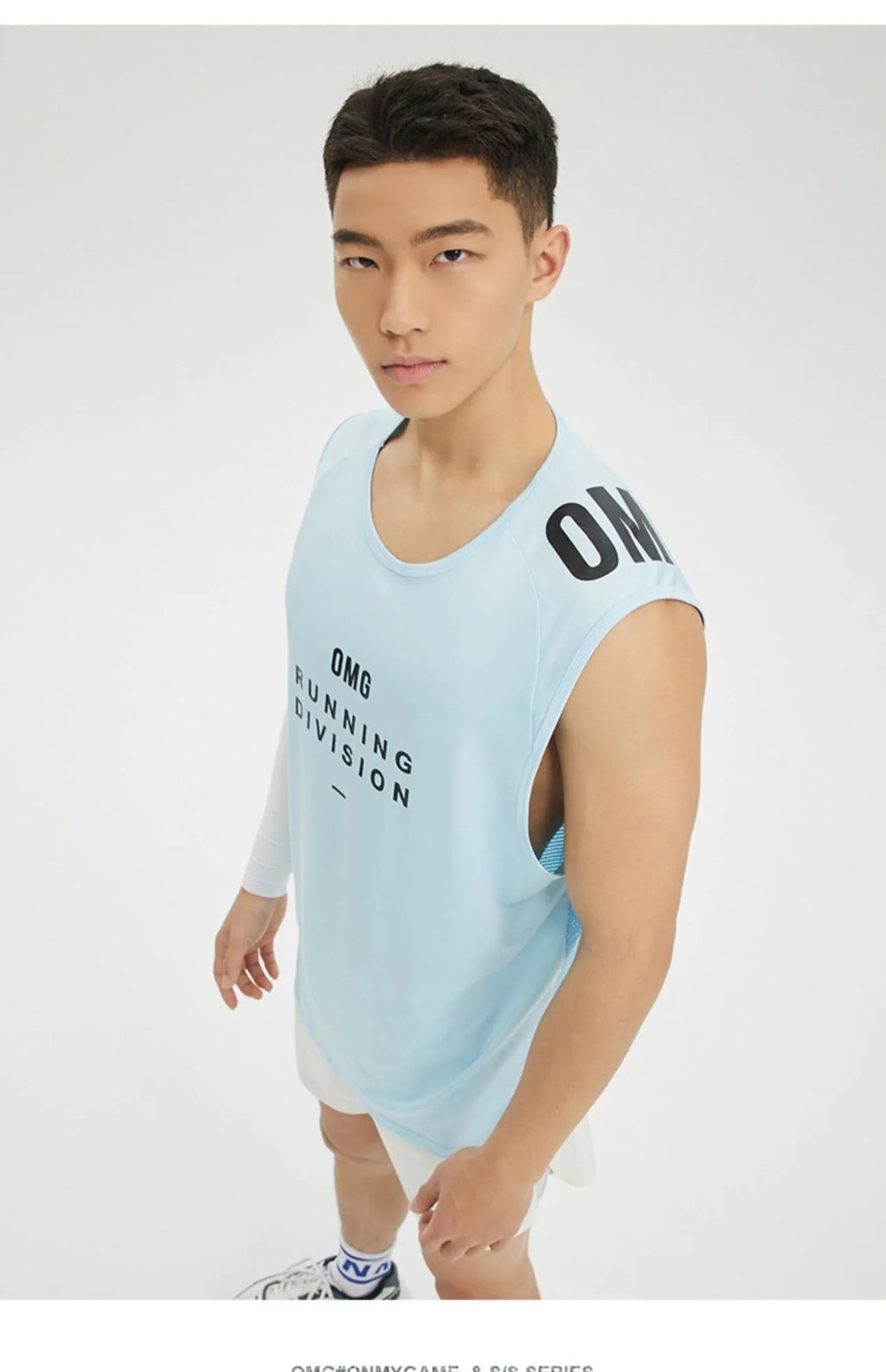 Men's loose-fitting ice silk mesh sports vest in black, blue, grey, or white colours