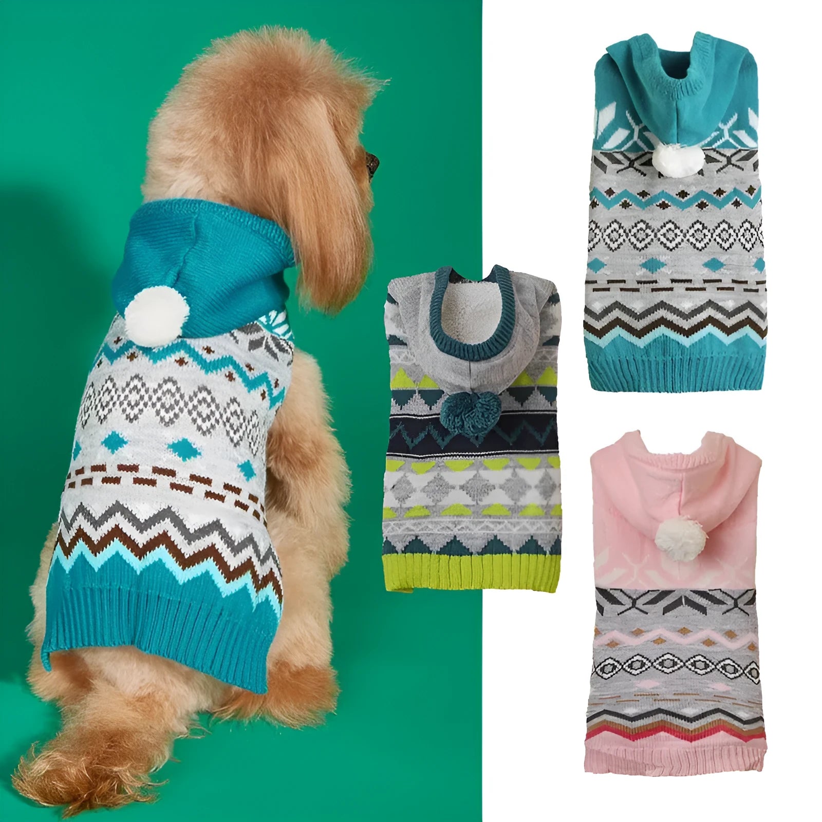 Classic diamond pattern pet sweater in acrylic knit fabric for dogs or cats