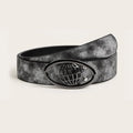 Retro oval buckle women's belt in thick PU leather with antique alloy fastener