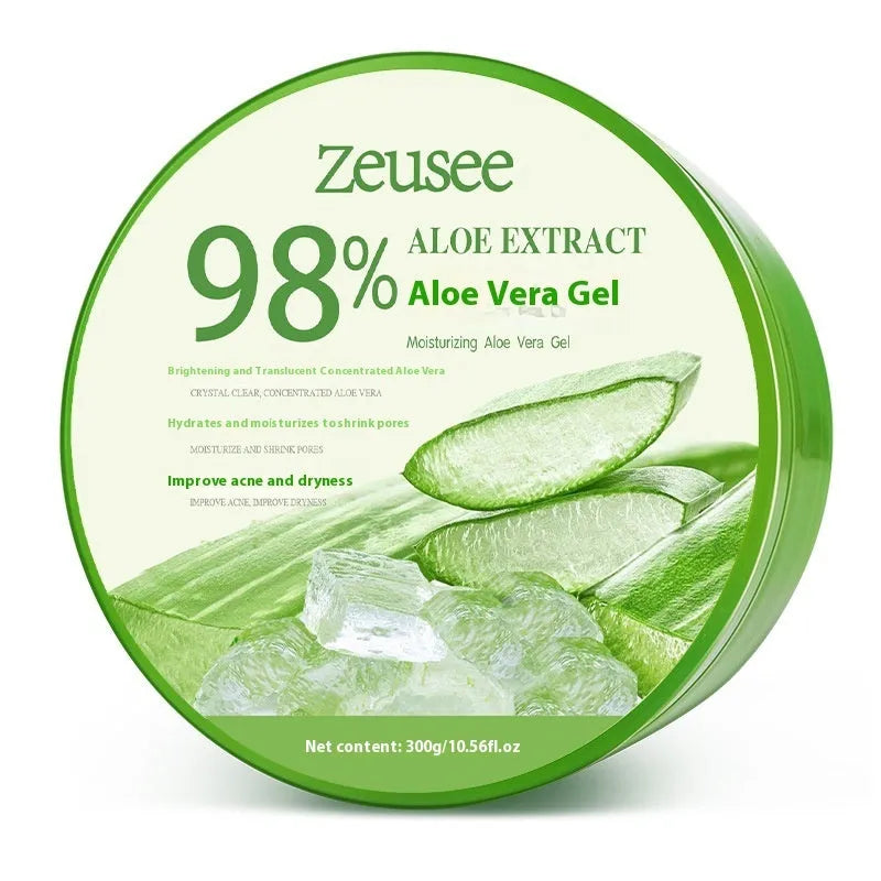 300g aloe vera gel container with spoon applicator for acne control and hydrating facial skincare
