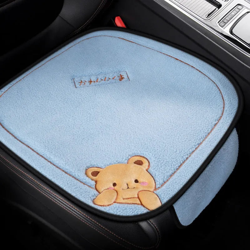 Car cushion winter plush three-piece set with square cushion and lumbar support pillow