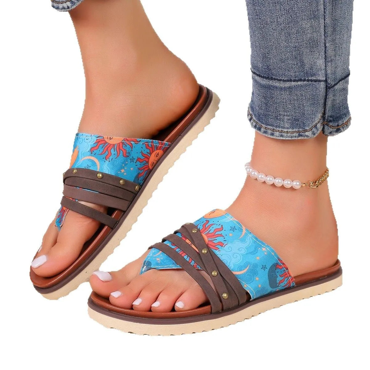 Plus size women's flip-flops in candy colours with artificial PU upper and rubber sole