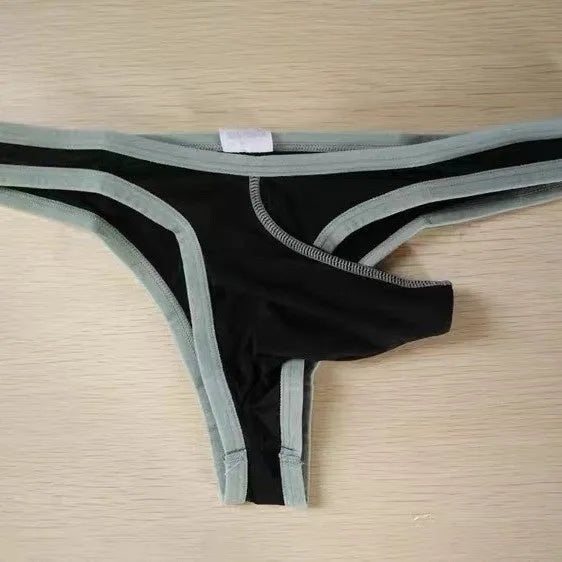 Men's ice silk nylon briefs on a white background, showing the elasticated waistband and available colour options.