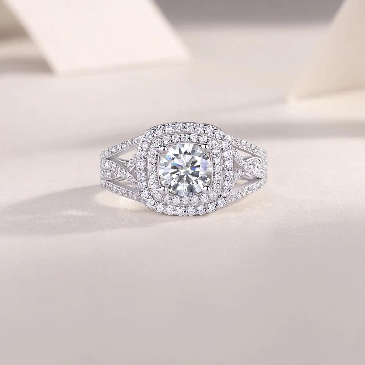 Supreme Charm moissanite wedding ring set 1 carat S925 silver platinum plated in gift box