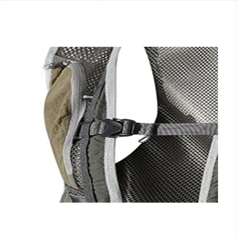 Men's gray green functional pocket cotton vest, lightweight loose fit waistcoat with front pockets