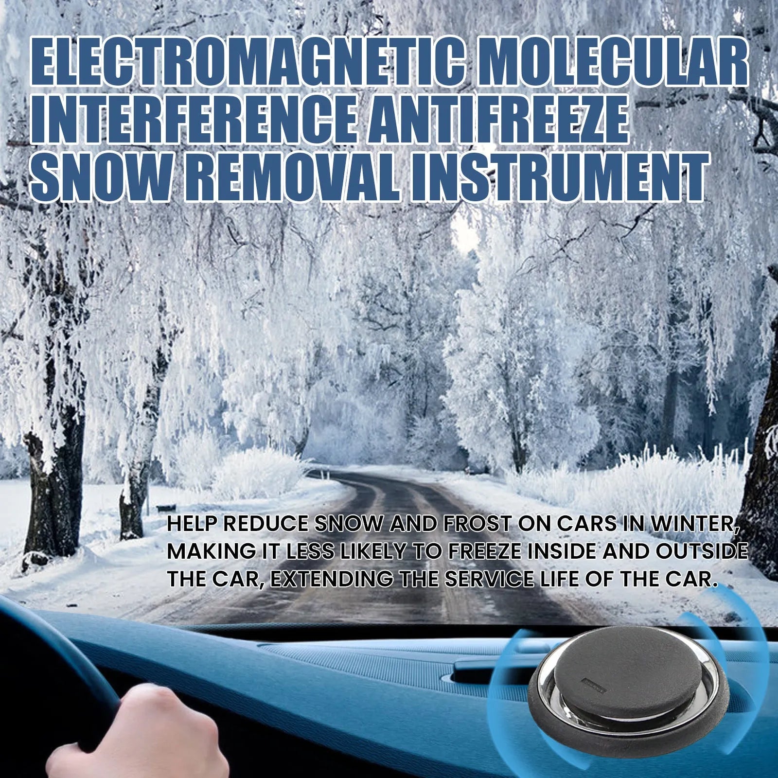 Black portable car deicing instrument for melting ice and snow on vehicle windscreens.