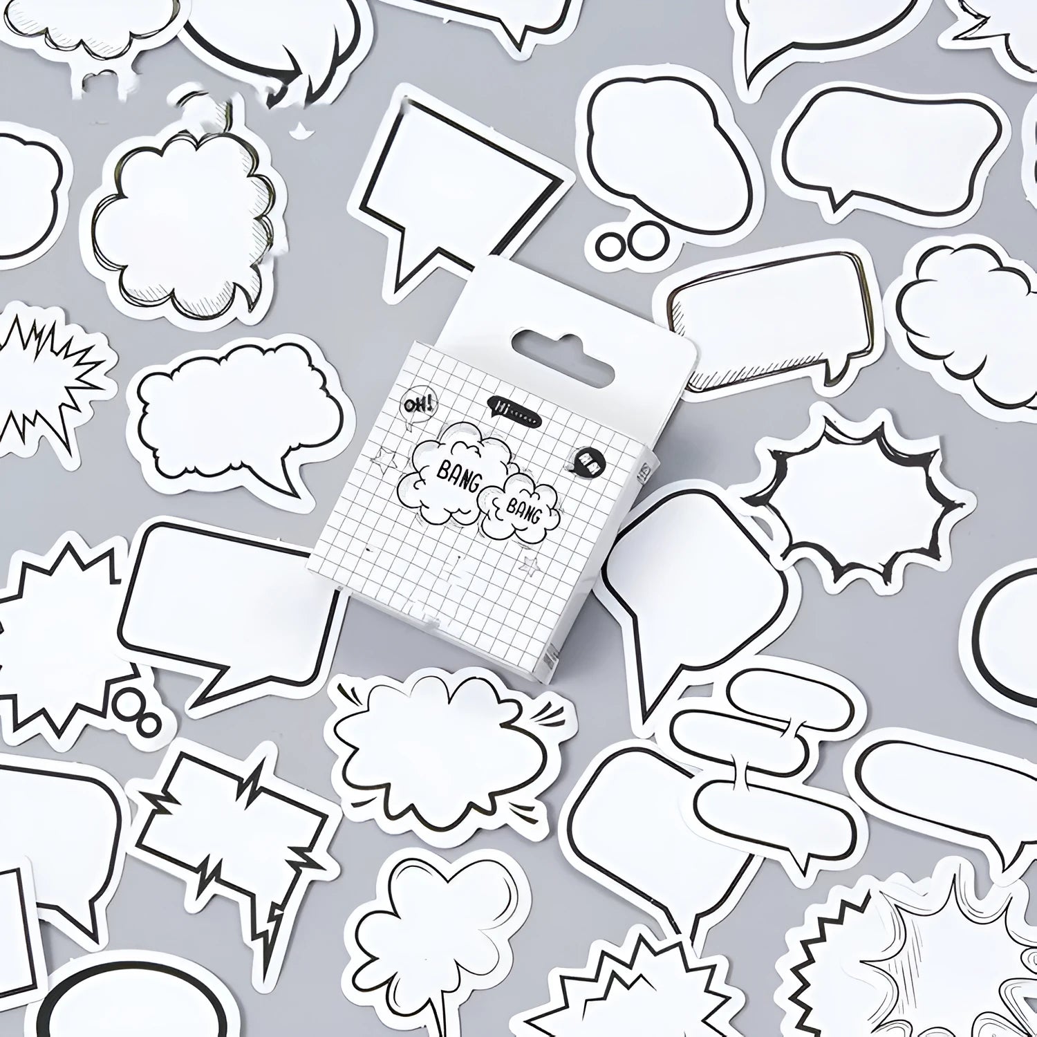 Momo original boxed stickers with black and white bubble design for hand account decoration