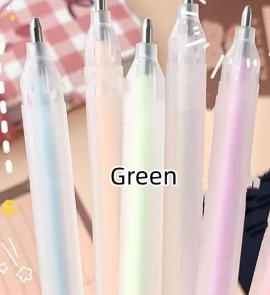 Macaroon coloured quick-dry dispensing pen with cap-pulling design