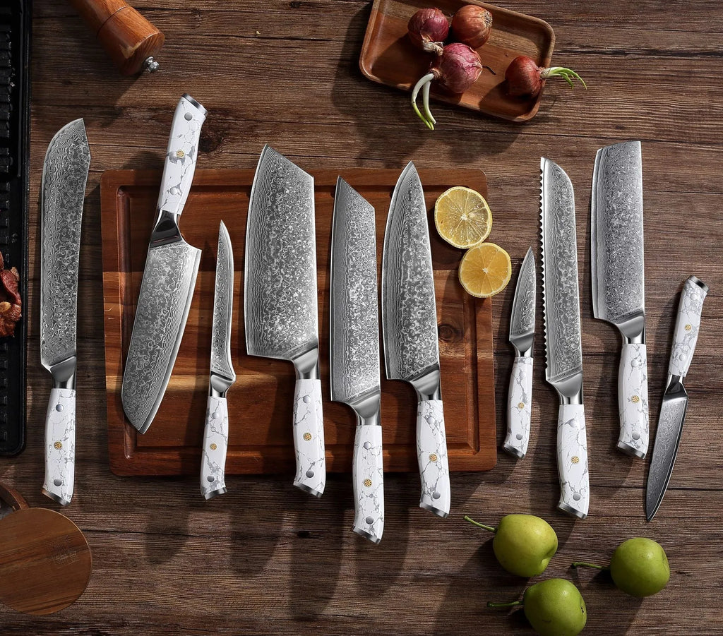 Damascus pattern VG10 steel combined chef's knife with 21cm blade and 11cm handle