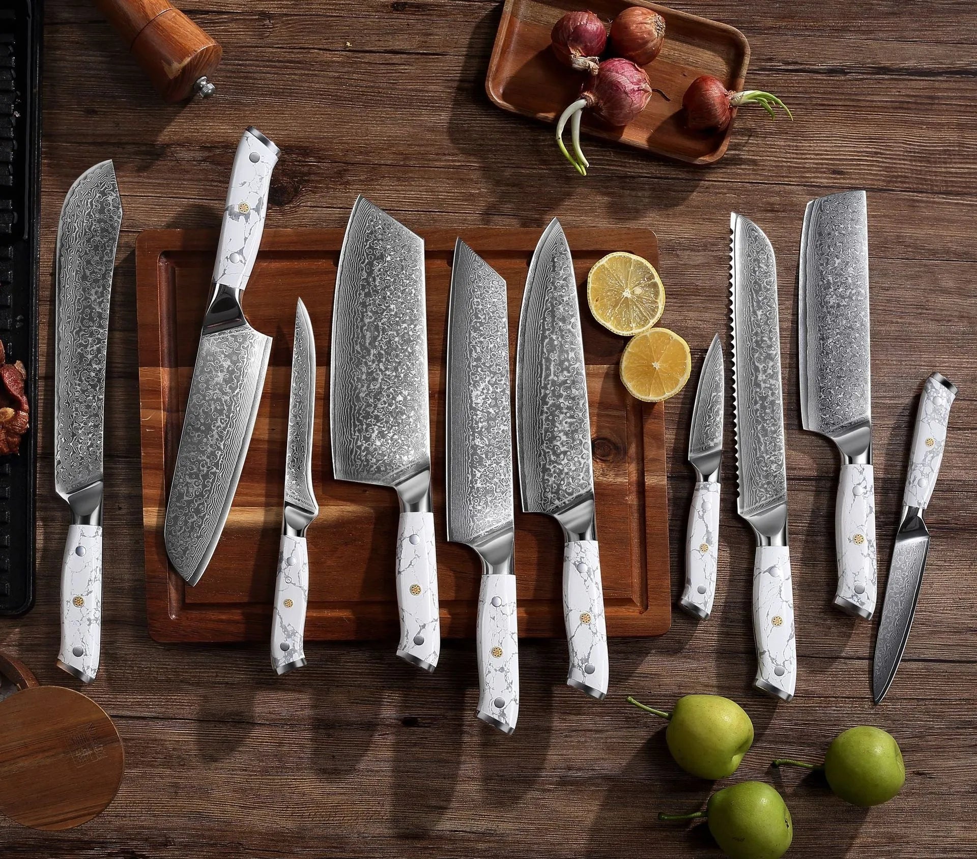 Damascus pattern VG10 steel combined chef's knife with 21cm blade and 11cm handle