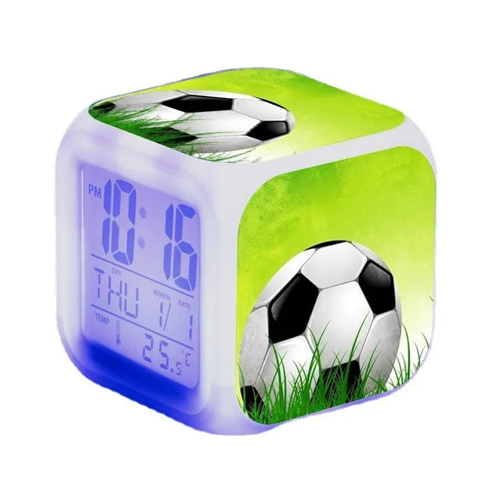 Cartoon football alarm clock with mute function for children in multiple colour options