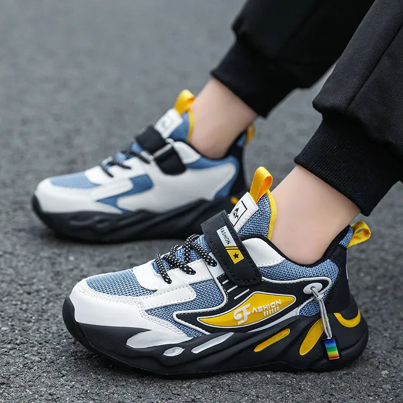 Boys platform sports running shoes with Velcro fastening in multiple colour options