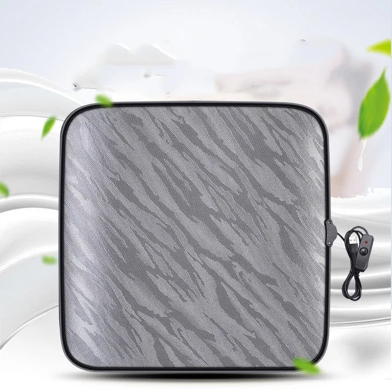 Black car heating cushion small square 45x45cm with USB cable and crystal linen fabric on car seat