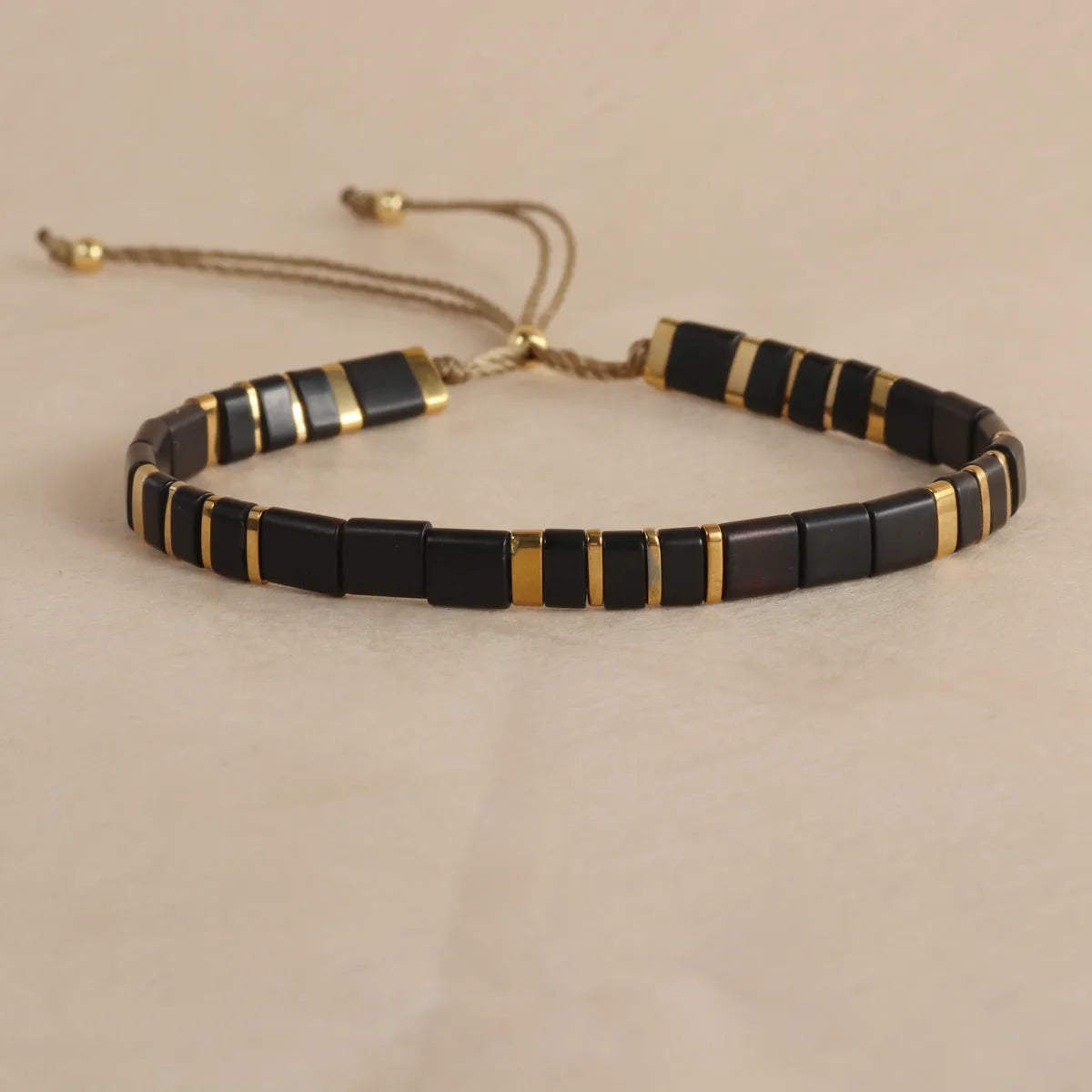 European fashion beaded bracelet with geometric glass and glaze beads in five colour options