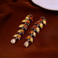 Retro flower pendant necklace in golden brown alloy with wheat detailing, 51-60cm clavicle chain