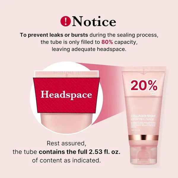 75ml bottle of collagen night mask with applicator brush for skin firming and hydration.