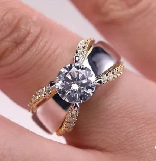 Women's two-tone geometric ring in colour KYRA0702, shown in size 8.
