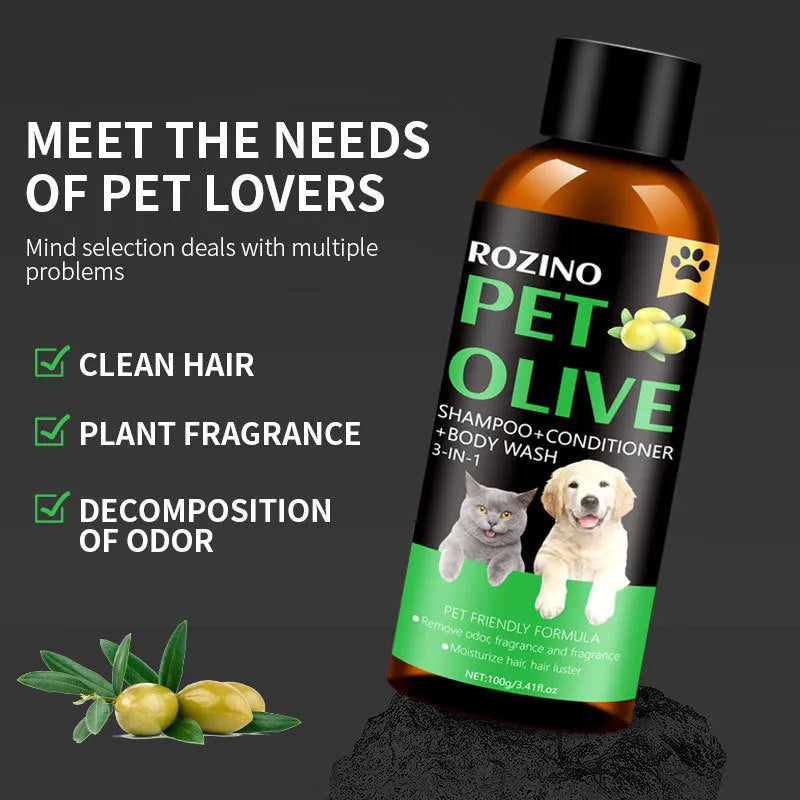 Olive deodorant mite removal lasting fragrance three-in-one pet shampoo 100g for cats and dogs