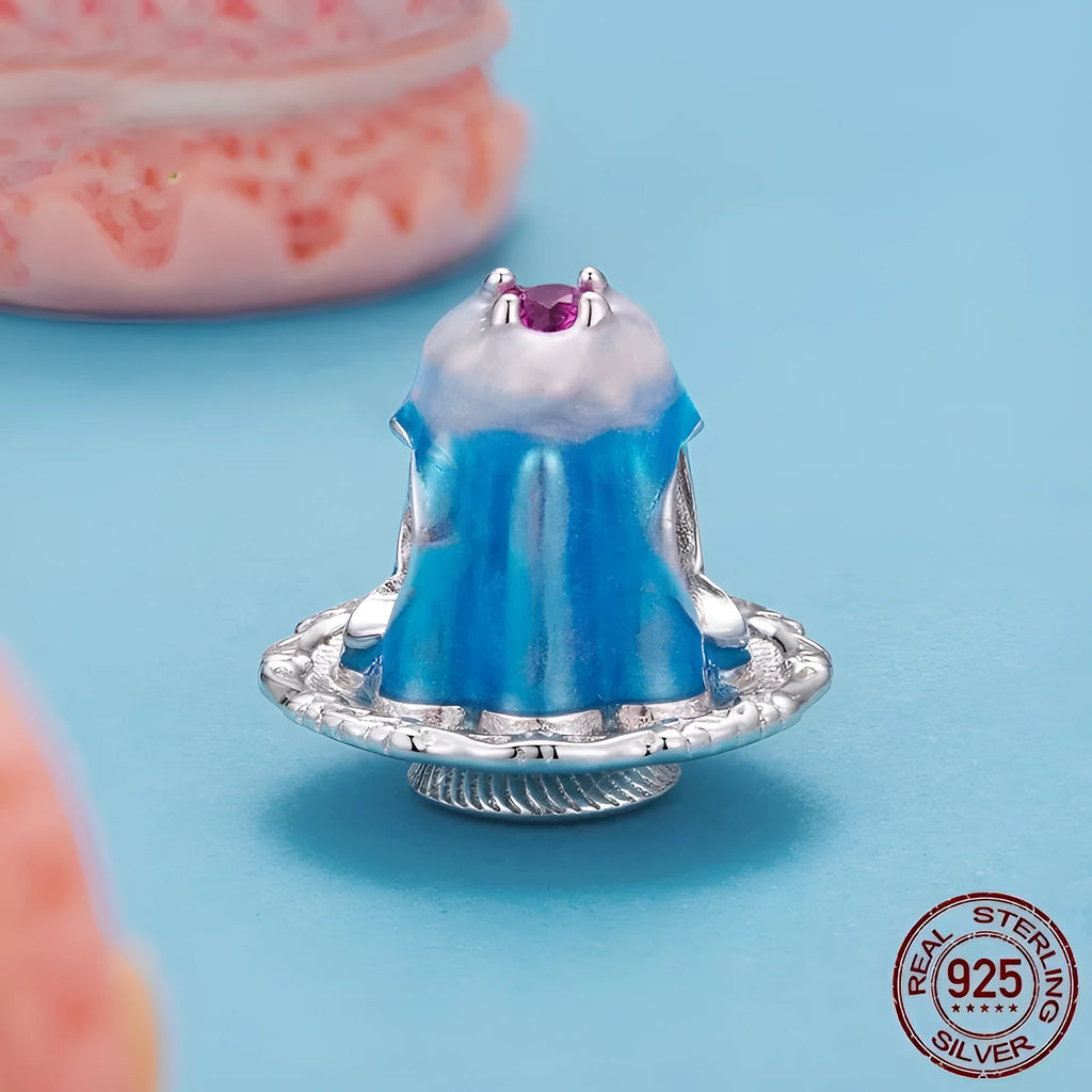 S925 sterling silver dripping pudding bead, 1.2x1.3cm, with 0.45cm aperture on white background