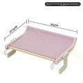 Extra large cat hanging bed with solid wood frame and canvas hammock, available in blue, gray, pink, or yellow for balcony or window use
