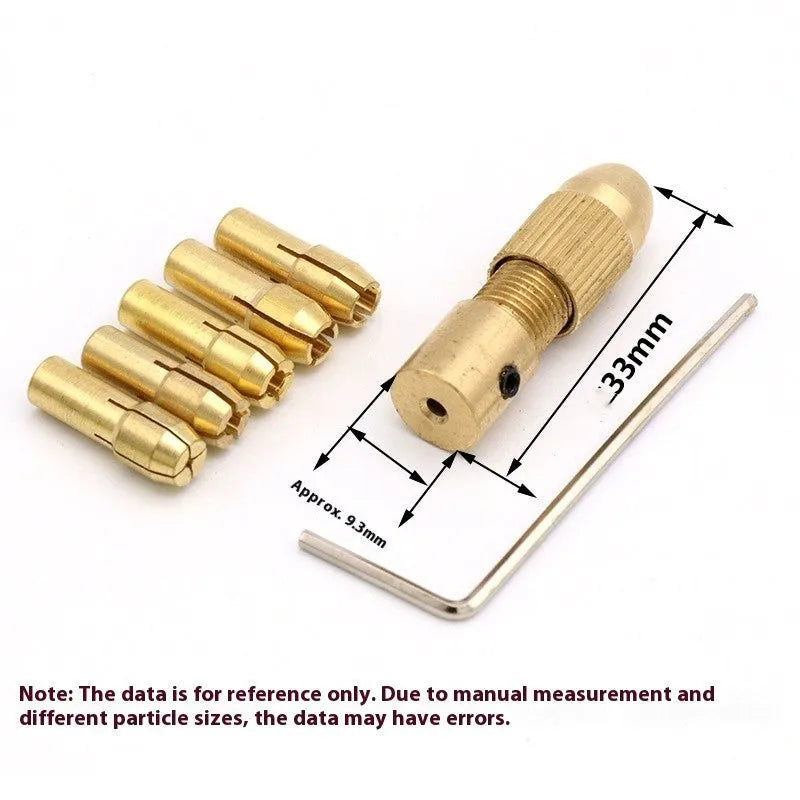 Miniature self-tightening electric drill chuck with hard alloy collets in multiple sizes
