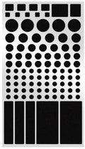 Pack of black matte finish blackout stickers for covering LED lights on air conditioning units and other electronics