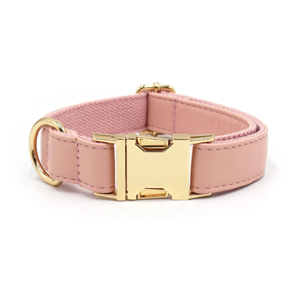 Leather dog collar with colour-blocking velvet trim in caramel on a dark brown base.