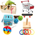 Wooden bird toy puzzle training set with three pieces on a light background